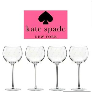 Kate spade 4 Larabee Dot Balloon Wine Glasses Frosted Dots
